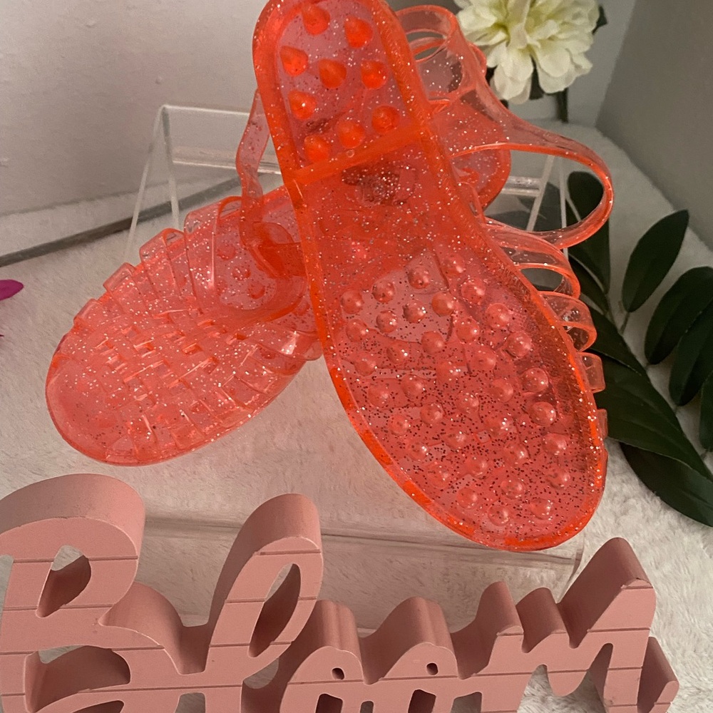 Retro Women's jelly Glitter Sandals - Orange - Picture 2 of 7